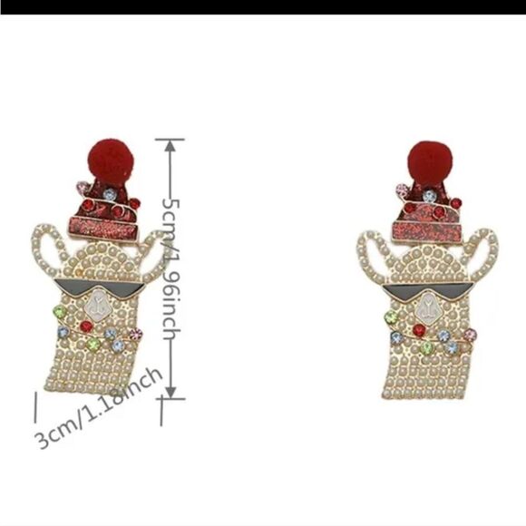 Cb#2 Llama Christmas earrings - Picture 2 of 3